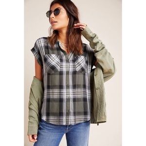 ANTHROPOLOGIE Cloth & Stone Eleanor Plaid Shirt L